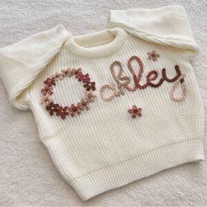Hand embroidered knit baby sweater OAKLEY - Custom baby sweater BRAND NEW